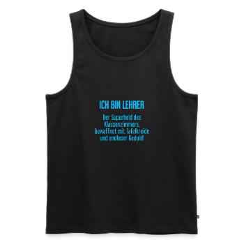 Lehrer - Der Superheld des Klassenzimmers! - Männer Premium Bio Tank Top - Schwarz - Vorne - Michal (187cm)