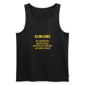 Lehrer - Der Superheld des Klassenzimmers! - Männer Premium Bio Tank Top - Schwarz - Vorne - Michal (187cm)
