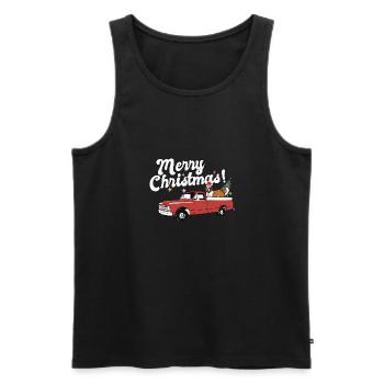 Vintage Red Pick Up Truck Saint Bernard Dog Merry - Männer Premium Bio Tank Top - Schwarz - Vorne - Michal (187cm)