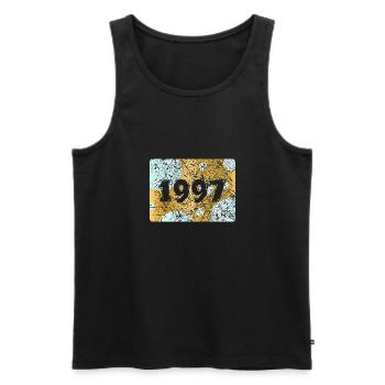 1997 - Men's Premium Organic Tank Top - black - Front - AI Model Male 178 light (178cm)