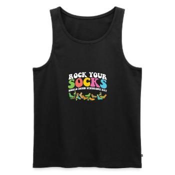 Rock Your Socks Down Syndrome Awareness Trisomy 21 - Männer Premium Bio Tank Top - Schwarz - Vorne - AI Model Male 178 light (178cm)