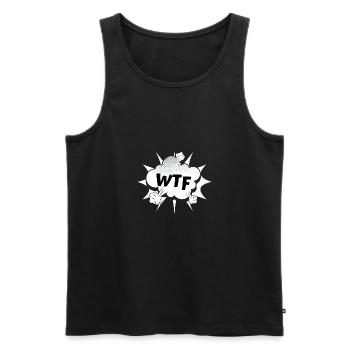 Comic WTF what the fuck - Männer Premium Bio Tank Top - Schwarz - Vorne - AI Model Male 178 light (178cm)