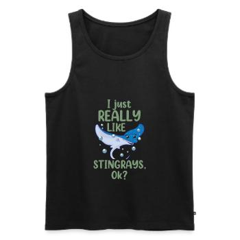 I Just Really Like Stingrays OK Funny Stingray Sea - Männer Premium Bio Tank Top - Schwarz - Vorne - AI Model Male 178 light (178cm)
