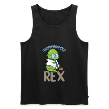 Pharmasaurus Rex Funny Pharmacist Dinosaur - Men's Premium Organic Tank Top - black - Front - Michal (187cm)