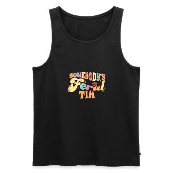 Somebody's Feral Tia Spanish Aunt Family Pun - Männer Premium Bio Tank Top - Schwarz - Vorne - AI Model Male 178 light (178cm)