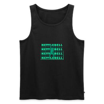 Fitness Hantel Kettlebell Gym Sport Muskeln - Männer Premium Bio Tank Top - Schwarz - Vorne - Michal (187cm)
