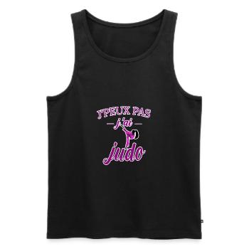 j peux pas j ai judo tee shirt femme humour girly - Débardeur bio Premium Homme - noir - Devant - AI Model Male 178 light (178cm)