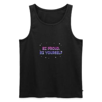 Bi Proud Bi Yourself Bisexual Motivational Quote - Men's Premium Organic Tank Top - black - Front - Michal (187cm)