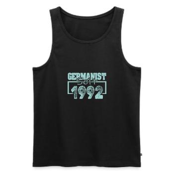 German studies scholar 1992 - Men's Premium Organic Tank Top - black - Front - AI Model Male 178 light (178cm)