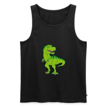 T-Rex / Green Comic Dinosaur - Men's Premium Organic Tank Top - black - Front - AI Model Male 178 light (178cm)