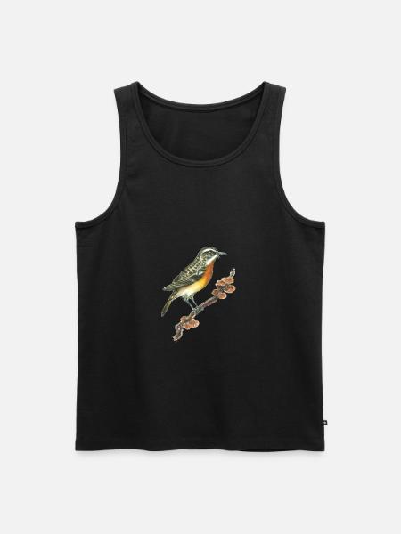 Braunkehlchen / Vogel / Pilze - Männer Premium Bio Tank Top - Schwarz