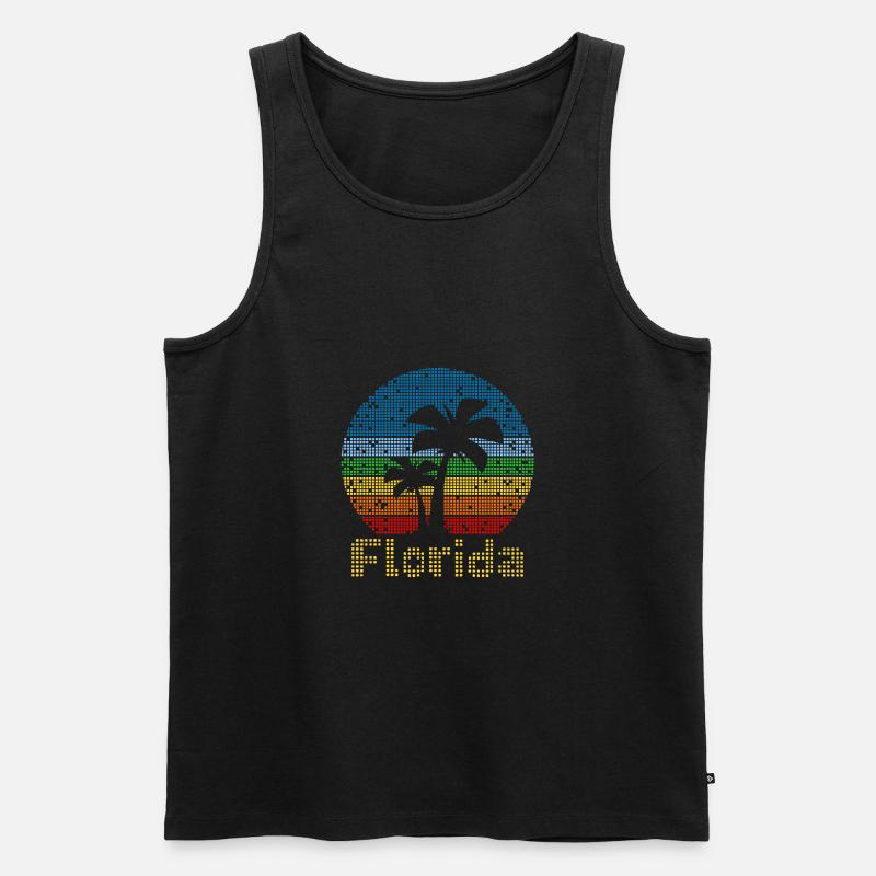 8bit Retro Florida Urlaub - Männer Premium Bio Tank Top - Schwarz