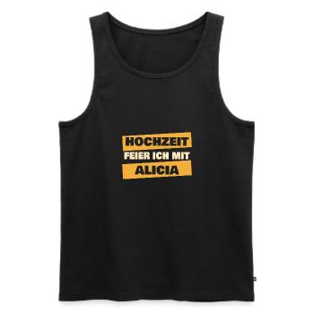 Alicia als JGA - Männer Premium Bio Tank Top - Schwarz - Vorne - Michal (187cm)