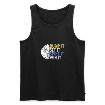 Joueur de volley-ball Bump It Set It Spike It Win It S - Débardeur bio Premium Homme - noir - Devant - Michal (187cm)