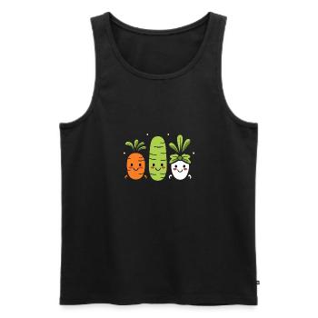 Humour petit légumes vegan - Débardeur bio Premium Homme - noir - Devant - AI Model Male 178 light (178cm)