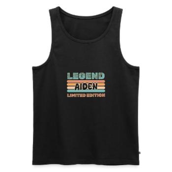 First name Aiden - Men's Premium Organic Tank Top - black - Front - AI Model Male 178 light (178cm)