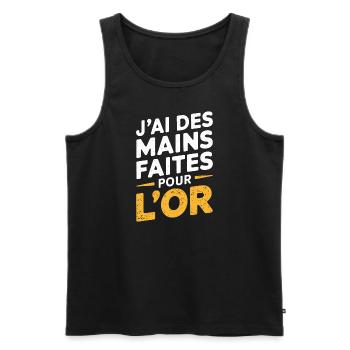 J'ai des mains faites pour l'or - Débardeur bio Premium Homme - noir - Devant - Michal (187cm)
