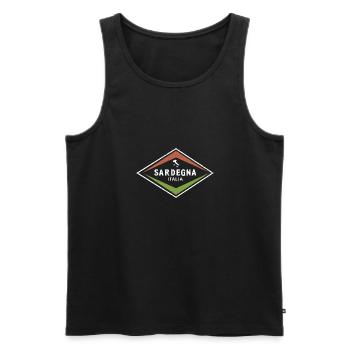 Sardaigne Italie Vacances Voyage Île Drapeau - Débardeur bio Premium Homme - noir - Devant - AI Model Male 178 light (178cm)