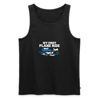 Voyage de vacances en solo Mon premier avion - Débardeur bio Premium Homme - noir - Devant - AI Model Male 178 light (178cm)