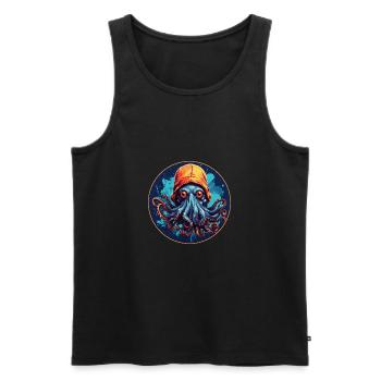 octopus with hat funny octopus design - Men's Premium Organic Tank Top - black - Front - AI Model Male 178 light (178cm)
