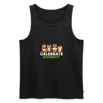 Celebrate Diversity Nocturnal Birds Of Prey Owl En - Men's Premium Organic Tank Top - black - Front - AI Model Male 178 light (178cm)