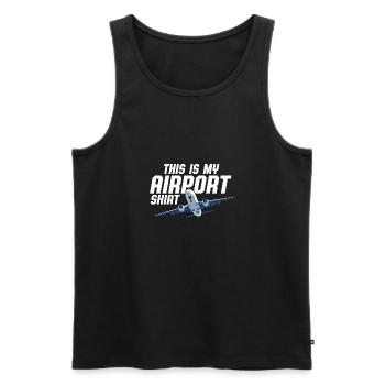 This Is My Airport Shirt Vacation Trip Traveler - Men's Premium Organic Tank Top - black - Front - AI Model Male 178 light (178cm)