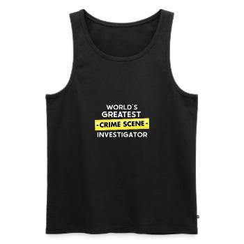 Securing traces - Kripo Polizei Kriminaltechnik - Men's Premium Organic Tank Top - black - Front - AI Model Male 178 light (178cm)