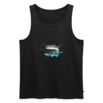 Pêche au saumon Pêcheur de saumon - Débardeur bio Premium Homme - noir - Devant - Michal (187cm)