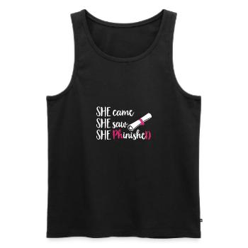 PhD Graduate Doktorgrad Ph.D. Promotion - Männer Premium Bio Tank Top - Schwarz - Vorne - AI Model Male 178 light (178cm)