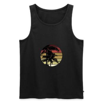 Vintage Sonnenuntergang Palmen - Männer Premium Bio Tank Top - Schwarz - Vorne - Michal (187cm)