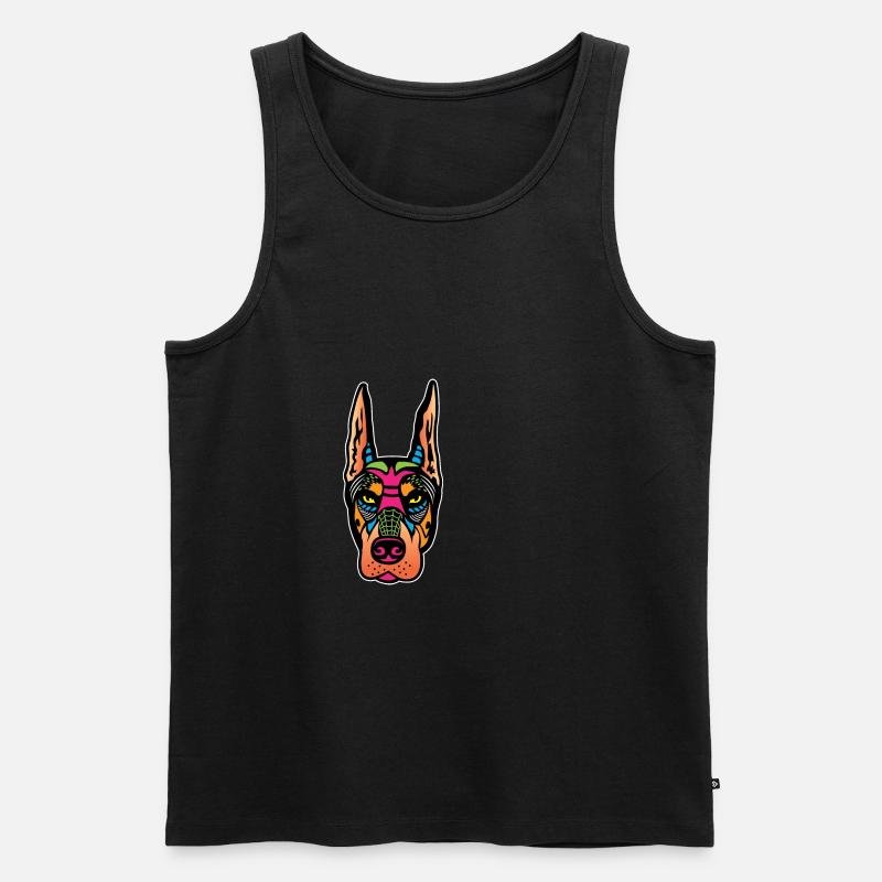 Schädel Dobermann. Maler Gift - Männer Premium Bio Tank Top - Schwarz
