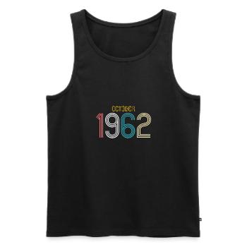 Octobre 1962 - Cadeau du 60e anniversaire. Légende. - Débardeur bio Premium Homme - noir - Devant - AI Model Male 178 light (178cm)