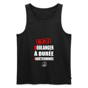Boulanger à durée indéterminée t-shirt homme - Débardeur bio Premium Homme - noir - Devant - Michal (187cm)