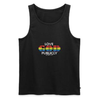 Religieux Chrétiens Amour Dieu Publiquement Jésus - Débardeur bio Premium Homme - noir - Devant - Michal (187cm)