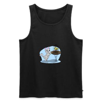 Chat avec oiseau - Débardeur bio Premium Homme - noir - Devant - Michal (187cm)