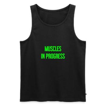 Muscles en progression - Débardeur bio Premium Homme - noir - Devant - AI Model Male 178 light (178cm)
