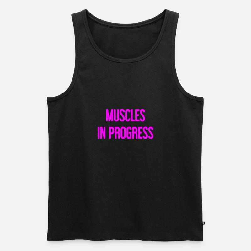 Muscles in Progress - Männer Premium Bio Tank Top - Schwarz