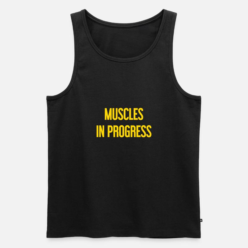 Muscles in Progress - Männer Premium Bio Tank Top - Schwarz