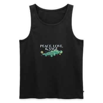 Peace Love And Sage Smudge Sticks Healing Burning - Men's Premium Organic Tank Top - black - Front - AI Model Male 178 light (178cm)