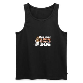 Chien maman papa le plus susceptible de ramener à la maison un I Love - Débardeur bio Premium Homme - noir - Devant - AI Model Male 178 light (178cm)
