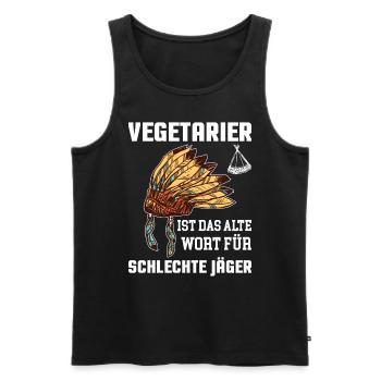 Anti végétarien Viande de mangeur de viande végétarienne - Débardeur bio Premium Homme - noir - Devant - AI Model Male 178 light (178cm)