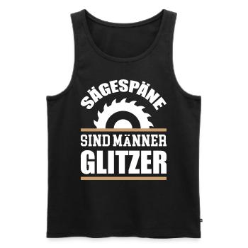 Sägespäne Holz - Männer Premium Bio Tank Top - Schwarz - Vorne - Michal (187cm)