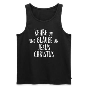 Jesus Religion - Männer Premium Bio Tank Top - Schwarz - Vorne - Michal (187cm)
