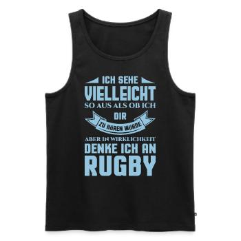 RUGBY - Männer Premium Bio Tank Top - Schwarz - Vorne - AI Model Male 178 light (178cm)