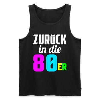 80s Eighties - Men's Premium Organic Tank Top - black - Front - AI Model Male 178 light (178cm)