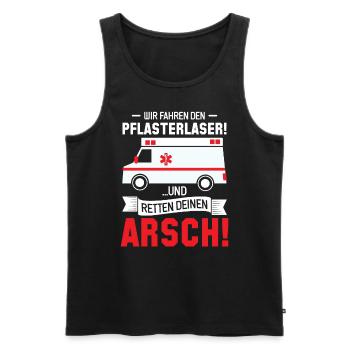 Rettungssanitäter Rettungsdienst Retter - Männer Premium Bio Tank Top - Schwarz - Vorne - Michal (187cm)