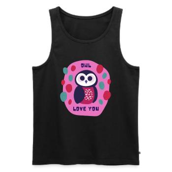 Owl Love You | I Love You - Débardeur bio Premium Homme - noir - Devant - Michal (187cm)