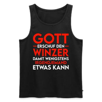 Winzer - Gott erschuf den Winzer - Männer Premium Bio Tank Top - Schwarz - Vorne - Michal (187cm)