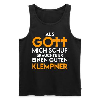 Klempner - als Gott mich schuf - Männer Premium Bio Tank Top - Schwarz - Vorne - Michal (187cm)