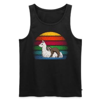 Sloth Alpaca Chiller Outfit - Men's Premium Organic Tank Top - black - Front - Michal (187cm)